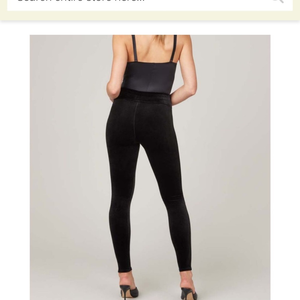 SPANX Very Black Classic High-Waist Velvet Leggings Large - Picture 2 of 12
